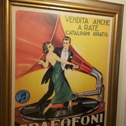 37x30 Framed Antique Columbia Phonograph  Gramophone  Poster Print Excellent 