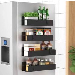 Magnetic Spice Storage Rack Black 4 Pack