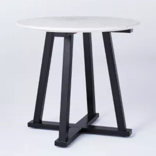 Brand New Threshold Round Marble Accent Table White/ Black