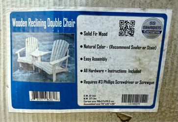 Adirondack wooden Reclining Double Chairs with built in table