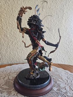 Solid Bronze "Spirit of the Raven" Sculpture by Robert Murphy and the Franklin Mint Native American Warrior Dancer Figurine Sculpture