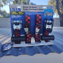 2 Pack 8 Foot Ratchet Tie- Downs.  
