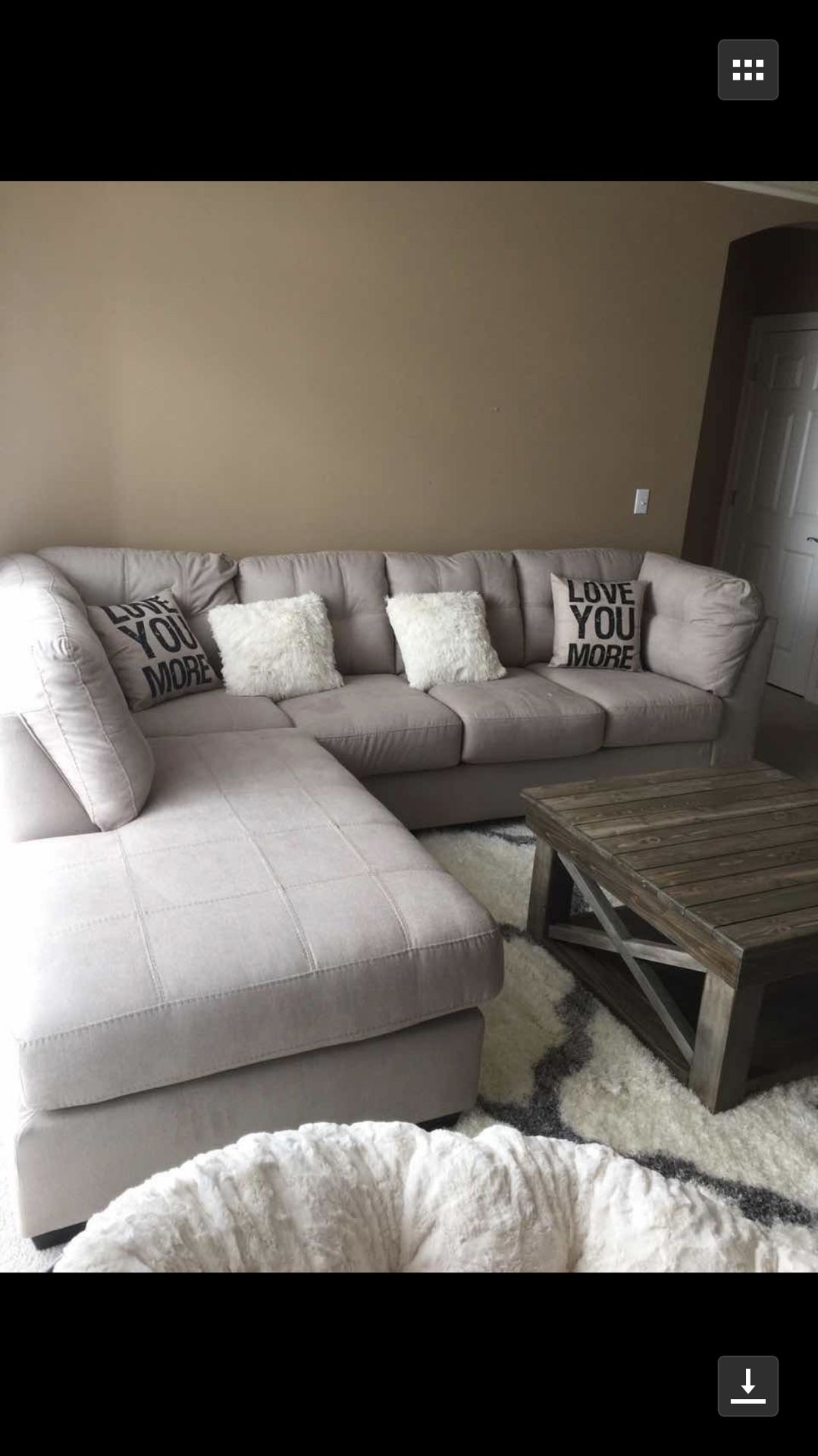 Beige very Plush & comfy sectional sofa