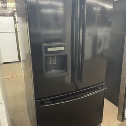 French 3 Door Kenmore Refrigerator Black 