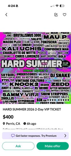 HARDSUMMER 2 Day VIP 360$