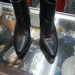 Size 6.5. Lulus X Matisse Black Snake Embossed Pointed Toe Boot