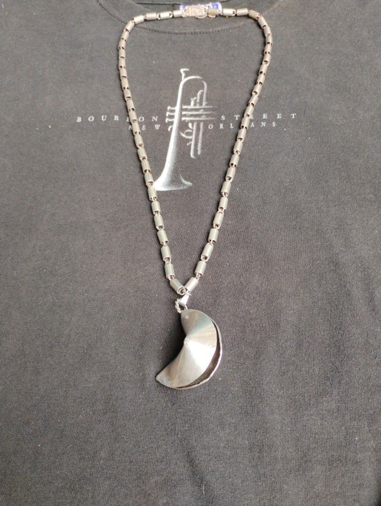 Rare Vintage Oriental Charm w Thick Sterling Necklace Chain