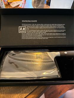 ENOKING Hand Forged Series 7" Stainless Steel Cleaver, Wood Handle, Straight