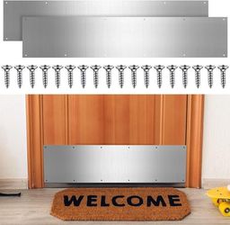 8 x 36 Inches Door Kick Plate for Exterior Doors Suitable for 36 Inch Doors Aluminum Kick Plates with Screws for Wood Metal Interior/Exterior Anti