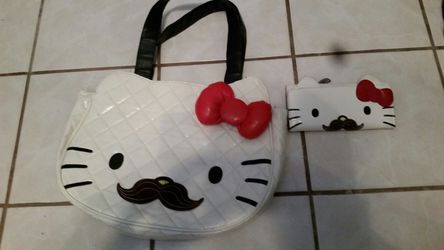 Hello Kitty Mustache purse with matching wallet