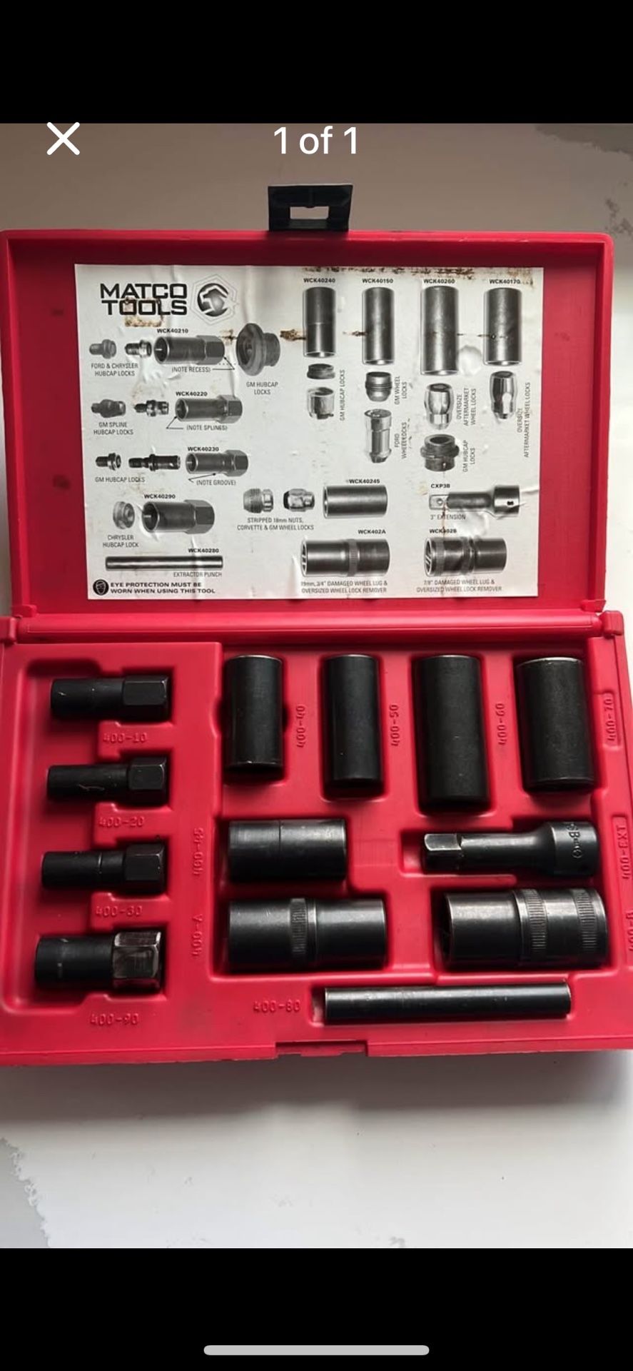 12pc Matco Tools Wheel Lock Removal Kit