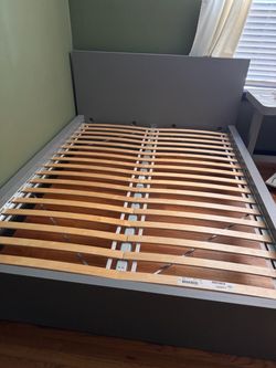 IKEA MALM Queen Gray Bed Frame with Slatted Base