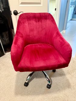 Red Velvet Swivel Desk Chair
