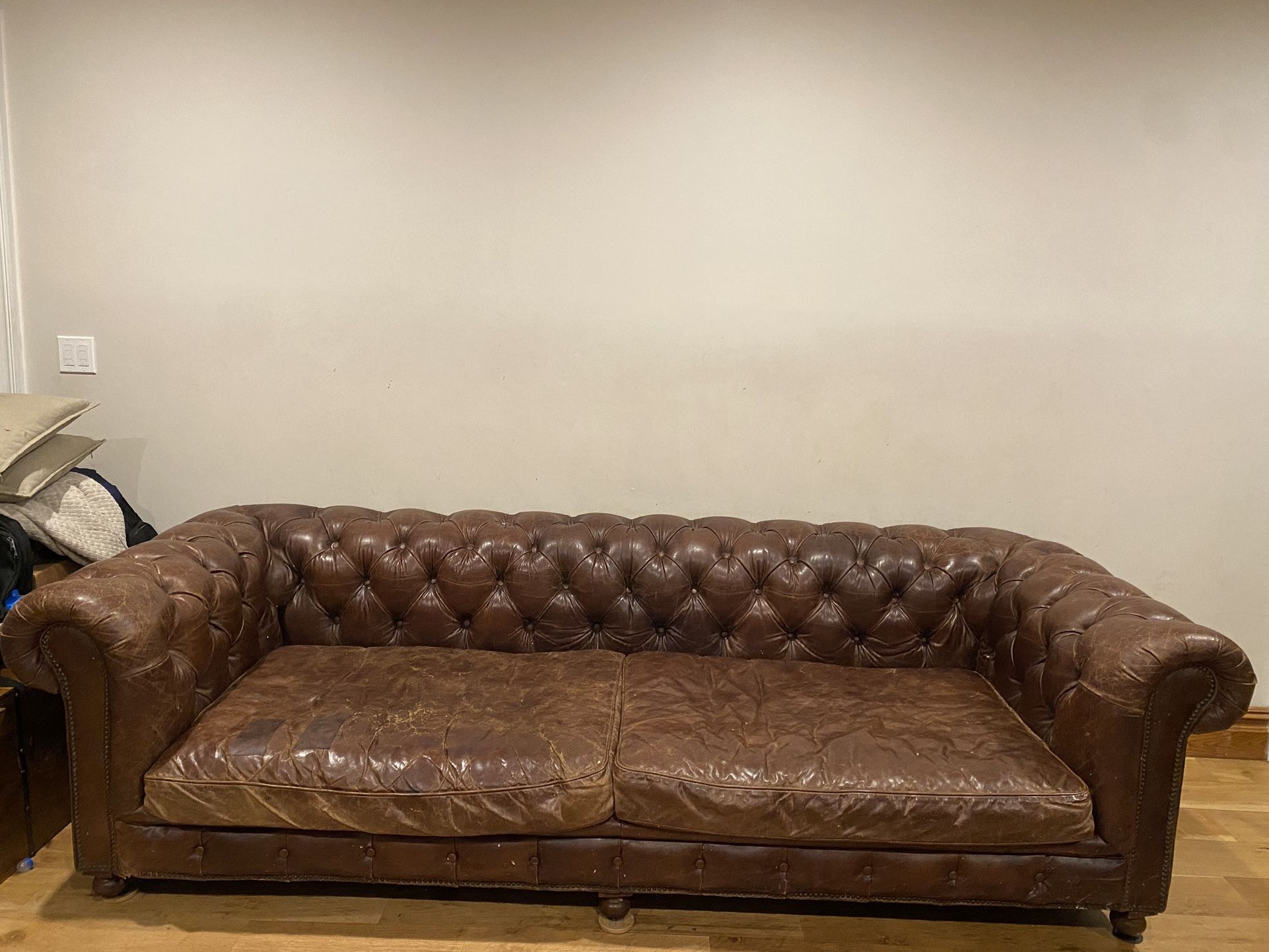 RH Restoration Hardware Tufted Leather Couch