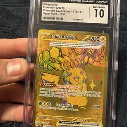 CGC Gem Mint 10 2025 Pikachu EX Prismatic Evolutions