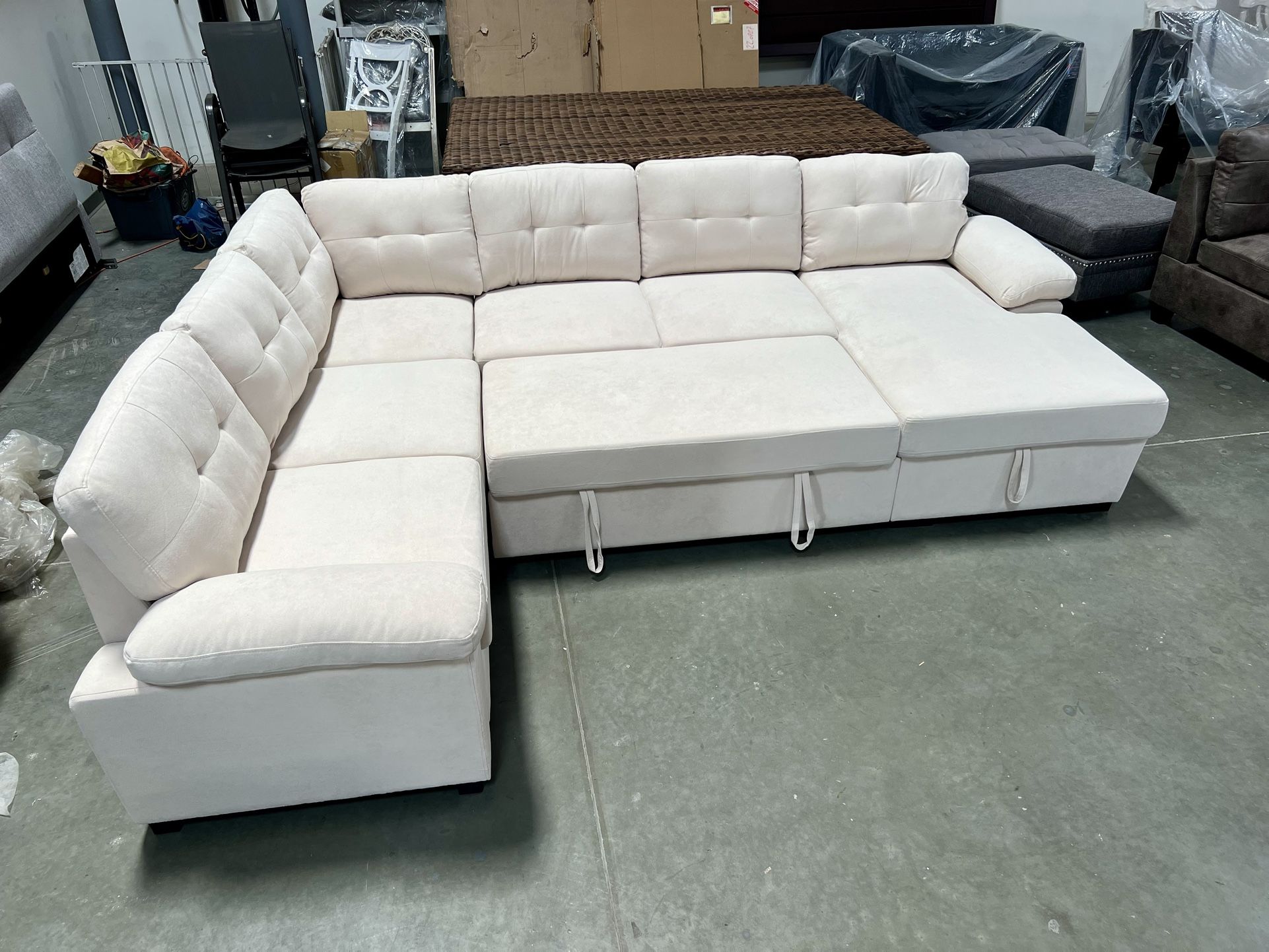 New! Ivory Premium Large sectional sofa with pull out bed, sofa bed, sectional sofa bed with storage chaise. Sectionals, sofa, couch. Soft upholstered Home & Garden