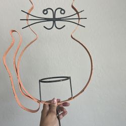 Metal Cat Candle Holder Plant Stand 20in