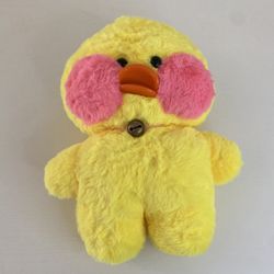 Yixx Chick Gullirifei Lalafanfan Bell Plush 13" Yellow Pink Cheeks Soft Animal