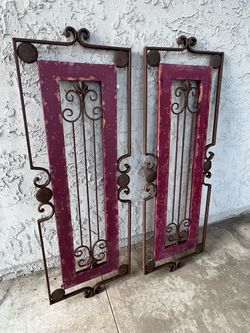 Metal wall decor large decorative wall panels set of 2 /