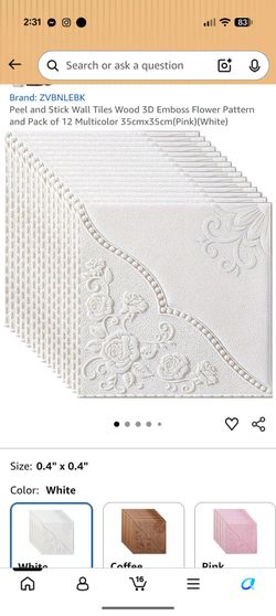 Peel and Stick Wall Tiles Wood 3D Emboss Flower Pattern
