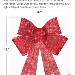 Set Of 2 Large Pre-lit Decor Bows
