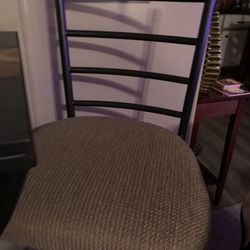 3pc table chair slate stone top , heavy metal frame chairs excellent condition