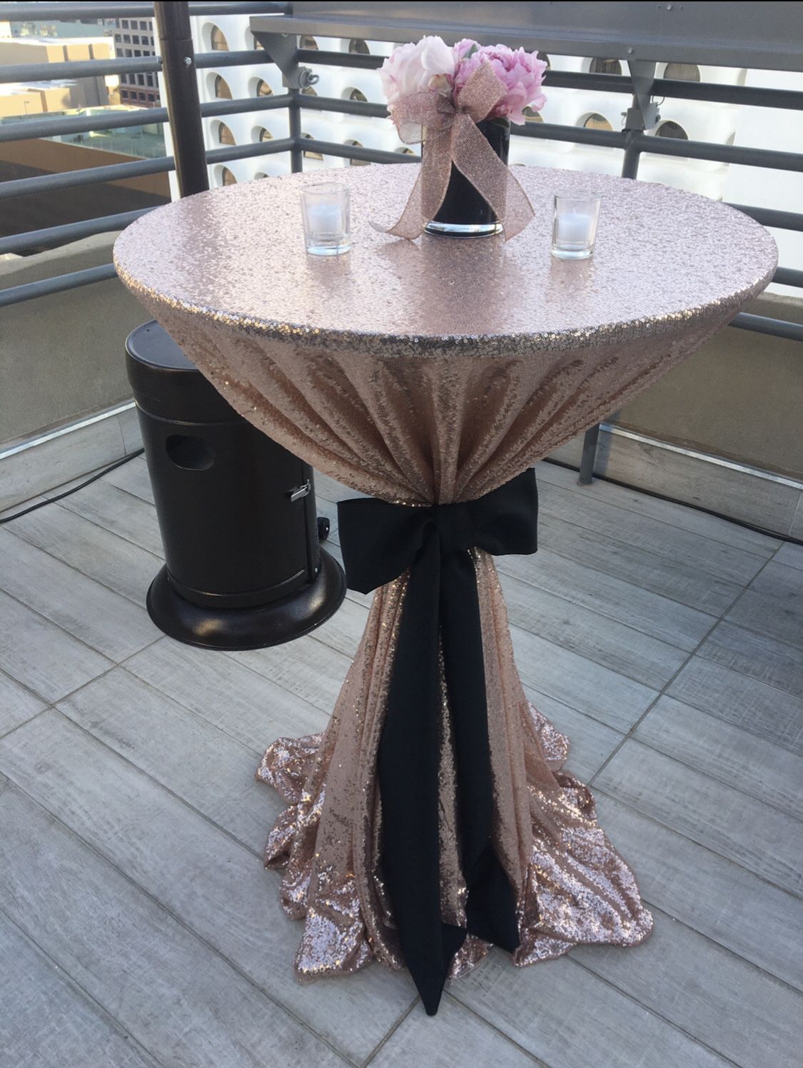 Rose Gold Sequin Linens -5 of 132” Round and 1 -108” Round