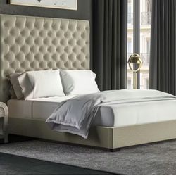 Marbella California King Bedframe In Natural Linen By Saatva