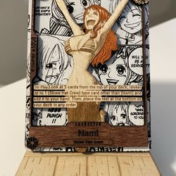 One Piece Nami Manga Wooden Card Art