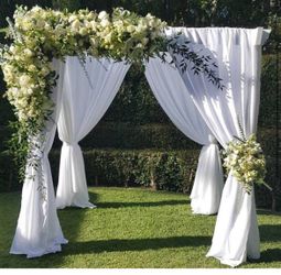118 in. x 118 in. Outdoor Wedding Ceremony Square Canopy Chuppah Metal Backdrop Stand Garden Pergola Arbor - New In Box