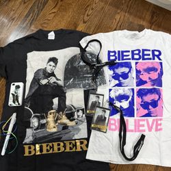 Justin Bieber Believe Tour 2012 Merch Bundle – Shirts & Accessories