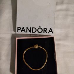 New Pandora Gold Plated  Bracelet Reg.200 Selling $100