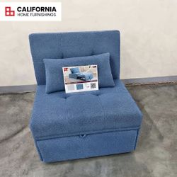 Compact Pull-Out Bed Couch / Sherpa Fabric Convertible Sleeper Sofa Chair