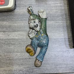 10k White Gold With Color Diamonds Charm Luigi