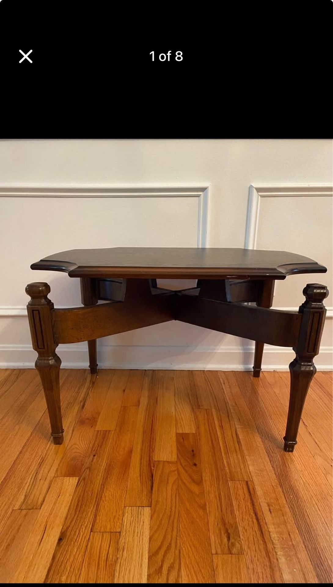 Vintage Wood Carved End Table