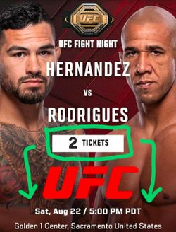 UFC Live Event Two 2 FIGHT TICKETS Sacramento