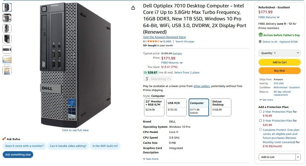 Dell 7010 Computer I7