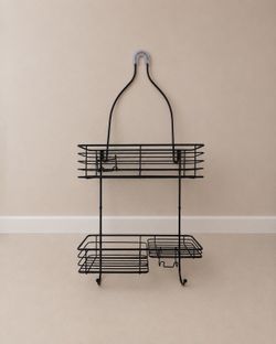 Black Metal Over-the-Shower Caddy Organizer
