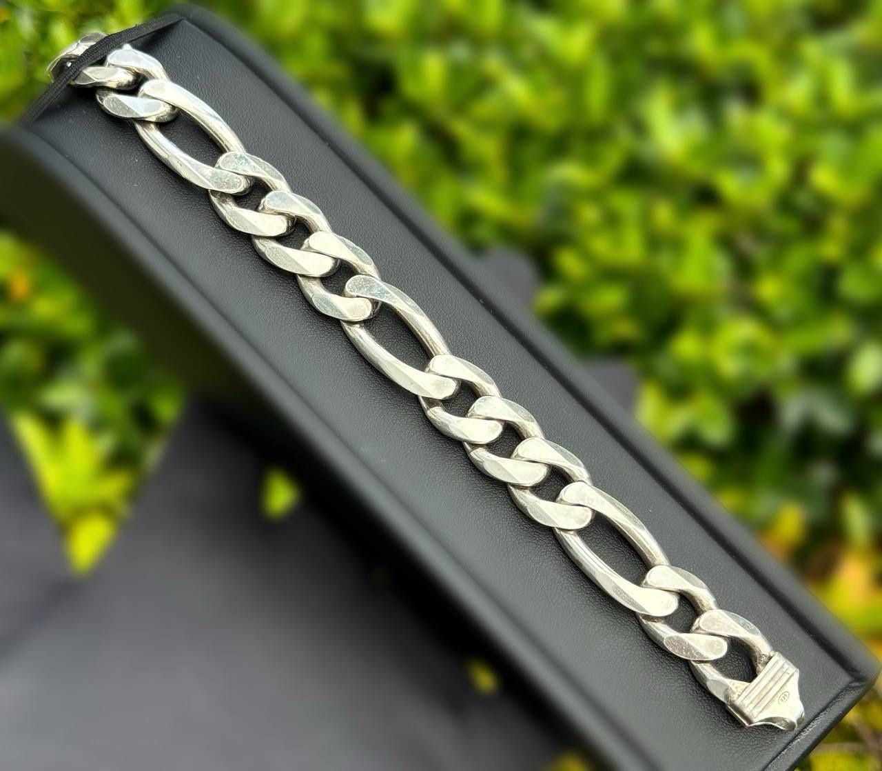Jewelry .925 sterling silver Figaro link big boy bracelet 9.00” 15.40mm 78.10g