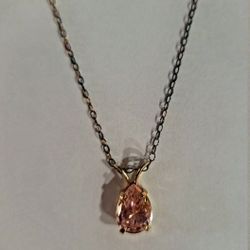 NEW STUNNING PINK TOPAZ TEARDROP FACETED PENDANT NECKLACE