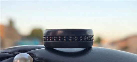Tungsten Wedding Band with Black Diamonds (Size 7)