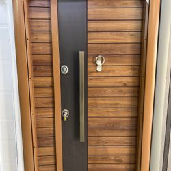 Steel Plated Solid Wood Front Door