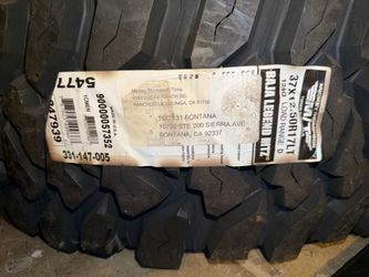 37 inch Mickey Thompson MTZ  17/12.5 as shown