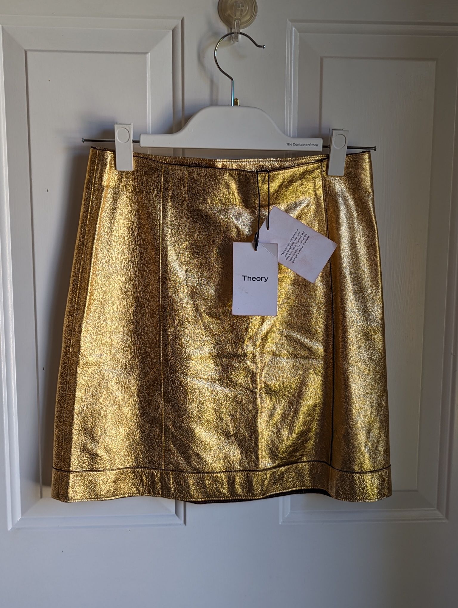 NEW Theory “Taraz” Gold Metallic Leather Skirt – SIZE 00 