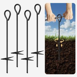 Heavy Duty Ground Anchors – 18” Spiral Stakes (Set of 4)