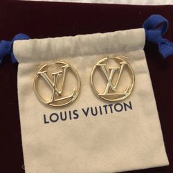 Louis Vuitton Louise Hoop Gold Color Earrings Authentic