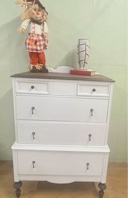 Antique solid wood chest on chest dresser drawers