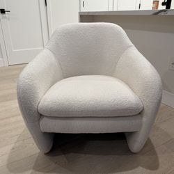 CB2 Pavia White Boucle Lounge Chair