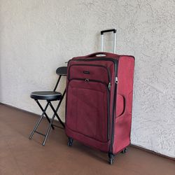 One Large Expandable Samsonite Checked Red Spinner Suitcase Luggage Baggage 28
