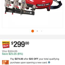 Porter-Cable 6 Gal. 150 PSI Air Compressor W 3  Nailer